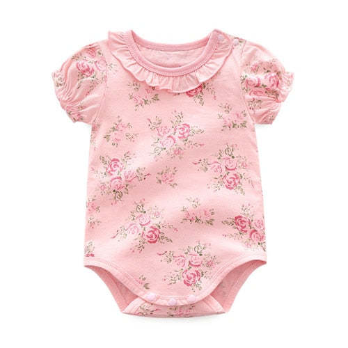 Cotton Floral Baby Bodysuits Summer Newborn Girls Clothing Jumpsuit