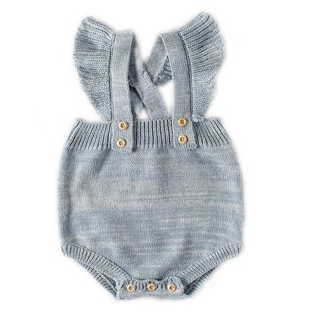 Baby Girls Knitted Ruffle Cute Romper Cross Bandage Jumpsuit Bodysuit