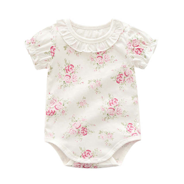 Cotton Floral Baby Bodysuits Summer Newborn Girls Clothing Jumpsuit