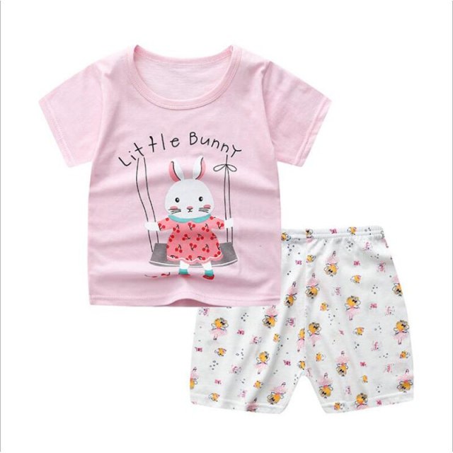 Summer Clothing Sets For Baby Boys Girls Soft Cotton Top+Pants Sets