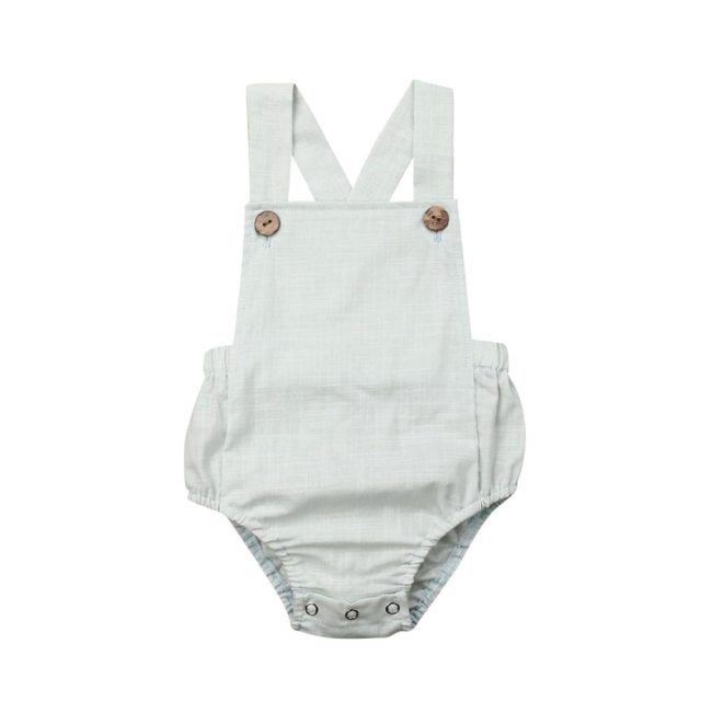 Newborn Baby Boy Girl Cotton Line Sleeveless Straps Bodysuit Romper