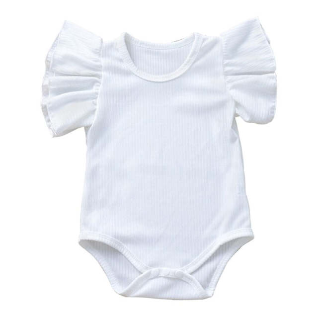 Newborn Baby Girl Summer Clothes Cotton Solid  Short Sleeve Jumpsuit