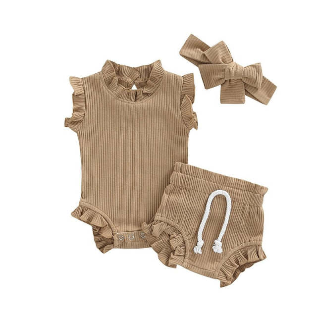 Newborn Baby Girls Ruffles Romper+Bloomers Shorts Summer Clothes Sets