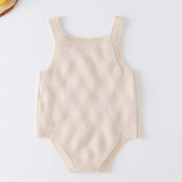 Baby Knitted Rompers With Balls Decor Sleeveless Jumpsuit Newborn Romper