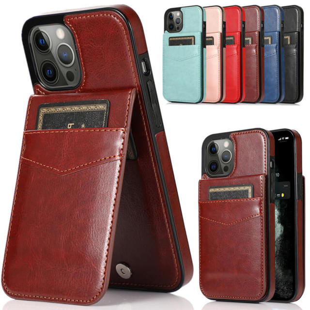 iPhone 14 Case Wallet with Credit Card Holder, PU Leather Magnetic Clasp Kickstand Protective Cover for Apple