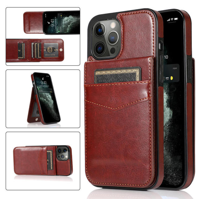 iPhone 14 Case Wallet with Credit Card Holder, PU Leather Magnetic Clasp Kickstand Protective Cover for Apple