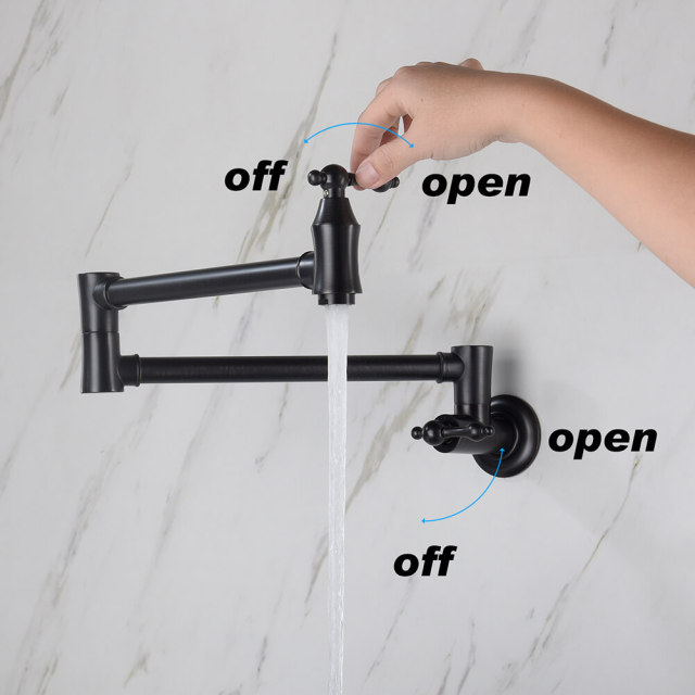 Wall Mount Pot Filler Faucet,Stainless Steel Pot Filler Wall Mount Kitchen Sink Faucet Folding Stretchable with Single Hole Two Handles