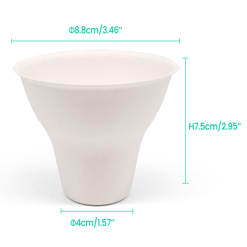 5oz 160ml Φ3.46*Φ1.57*H2.95" 11g Bagasse Biodegradable Icecream Cone Cup