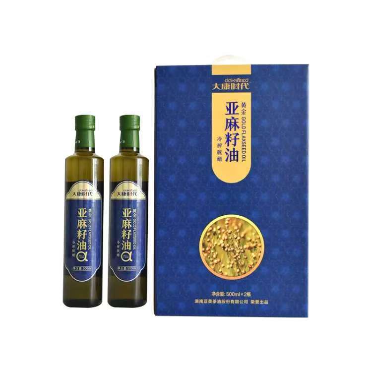 Hot sale cold pressed Golden seeds Pure flaxseed oil 500ml * 2