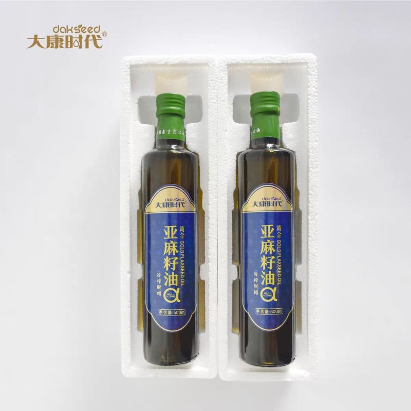 Hot sale cold pressed Golden seeds Pure flaxseed oil 500ml * 2
