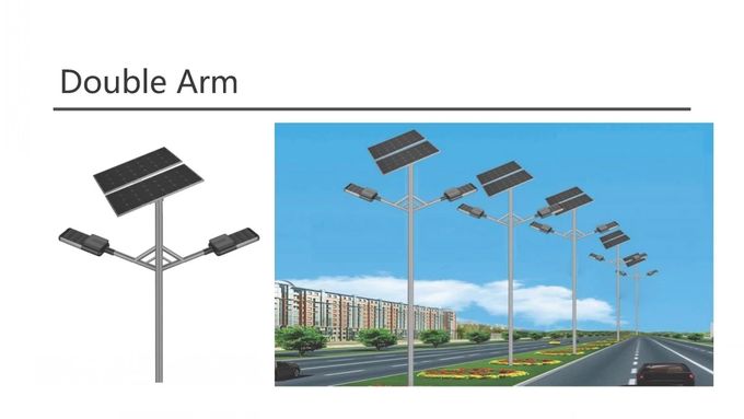 Farola solar LED de 100w con doble brazo.