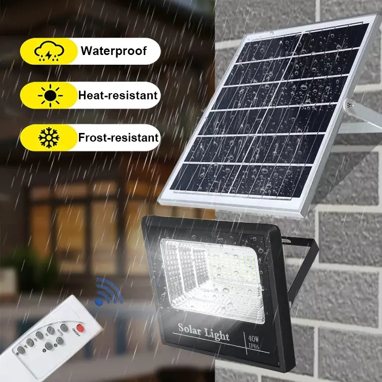 Holofotes à prova d'água de controle remoto 25W 40W 60W 100W 200W LED ao ar livre holofote solar