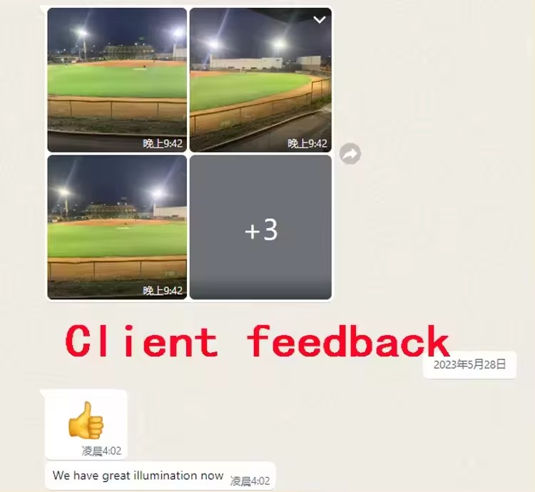 Feedback del cliente con luce da stadio a led da 1000 watt