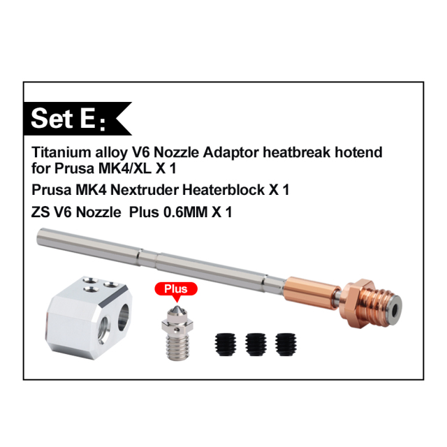 Titanium alloy V6 Nozzle Adaptorheatbreak hotend for Prusa MK4/XL