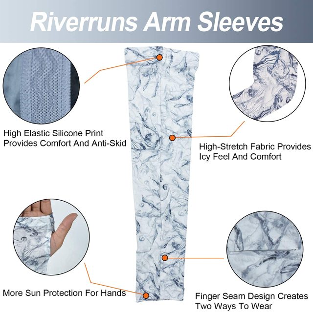Riverruns Fishing Arm Cooling Sleeves with Headscarf, Arm Warmers With Thumb Hole for Men Outdoor Activities.