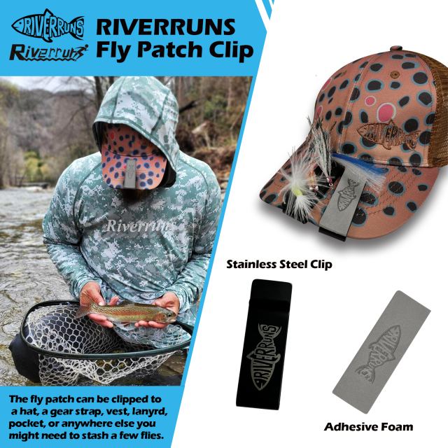 RIVERRUNS Fly Hat Patch Fishing Hat Patch Fishing Cap Patch with 6pcs Foam Fly Fishing Accessories Hook Keeper