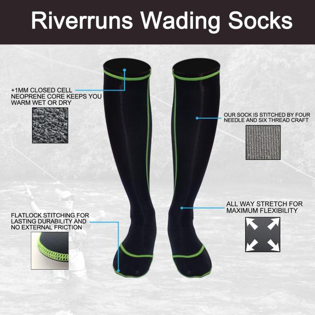 Riverruns Wading Socks, Neoprene Fishing Wader Socks for Men and Women Outdoor Fishing, Surfing, Wakeboarding