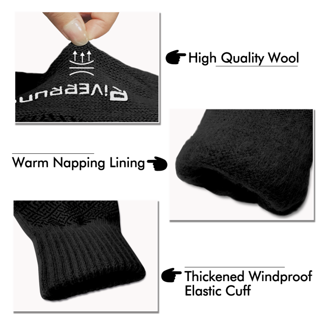 Riverruns 3-Cut Fingers Fishing Gloves Winter Warm Knitted Gloves for Men and Women  for Fly Fishing, Ice Fishing,Boating, Kayaking and Hunting