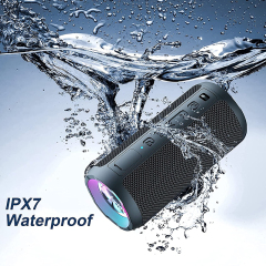 IPX7 Waterproof Wireless Speaker with 24W Loud Stereo Sound, Outdoor Speakers with Bluetooth 5.0 Dual Pairing for Home