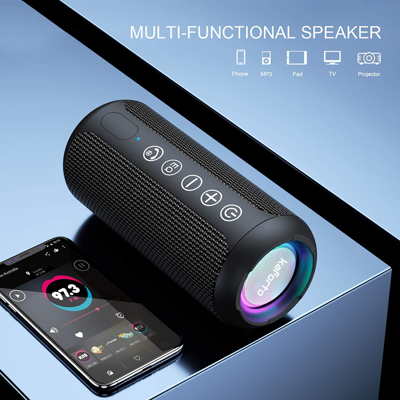 IPX7 Waterproof Wireless Speaker with 24W Loud Stereo Sound, Outdoor Speakers with Bluetooth 5.0 Dual Pairing for Home