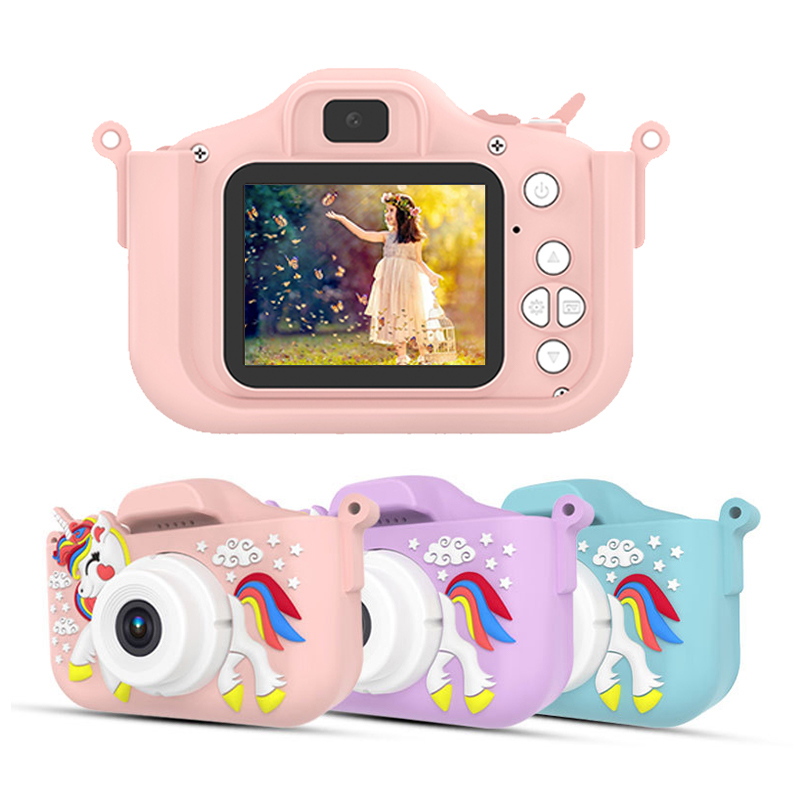 Unicorn Kids Camera Toddler Toys 2.0 inch Screen HD 48 Megapixels Dual Lens Selfie Children Video Digital Camera