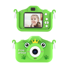 Cartoon frog prince Dual lens Mini Selfie kids Camera Children camera 1080P 2inches Screen with game as toy gift to baby