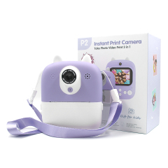 Front and real dual camera 12mp lens kid camera games toys P2 selfie camera instant ink-free print with 2.4 inch LCD for kids