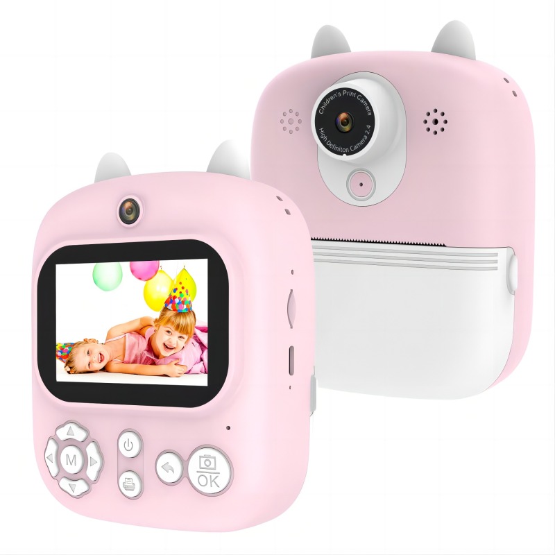 Front and real dual camera 12mp lens kid camera games toys P2 selfie camera instant ink-free print with 2.4 inch LCD for kids