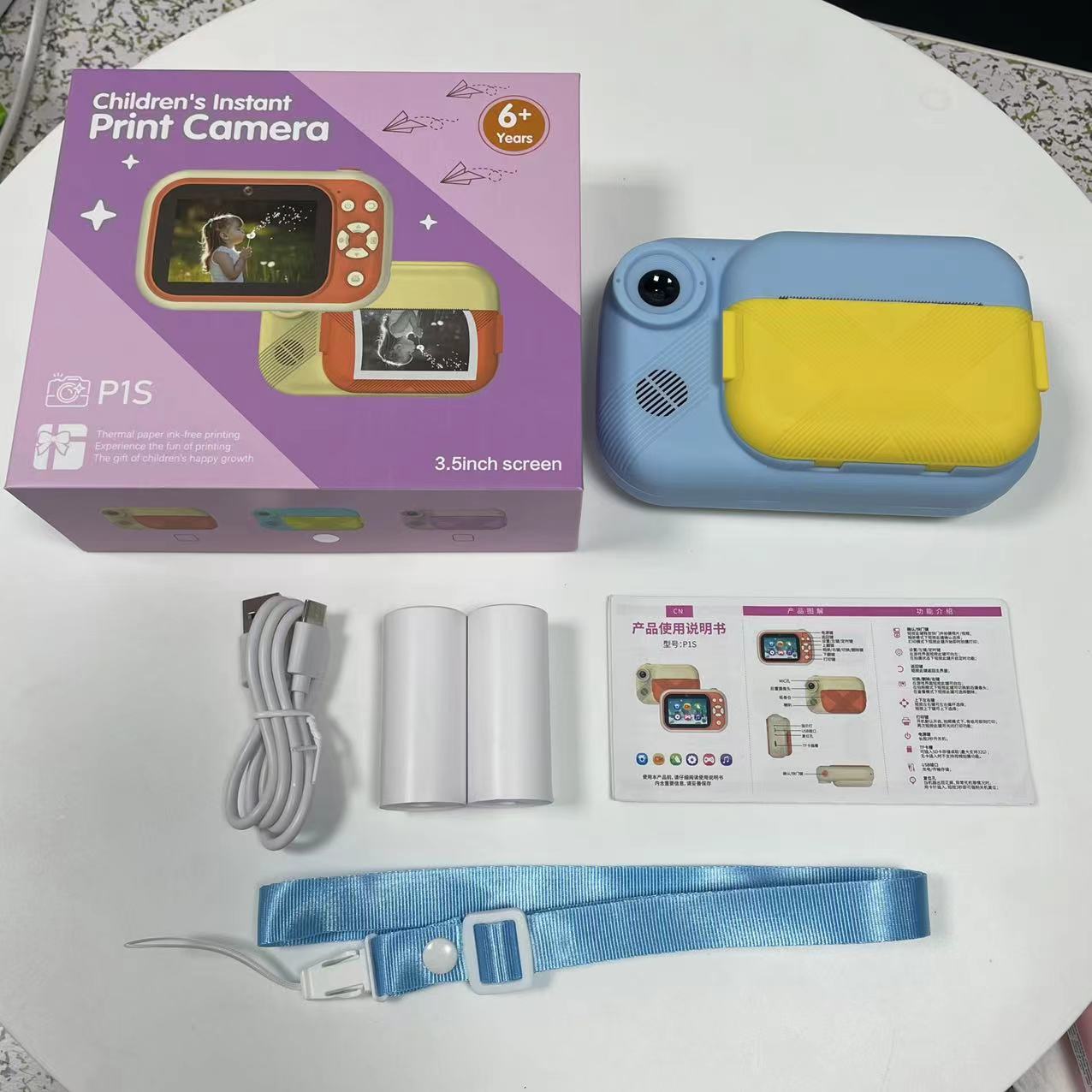 3.5 Inch Screen Instant Print Camera for Kids 1080P Dual Camera Funny Selfie Digital Camera for Children Birthday Gifts Toys