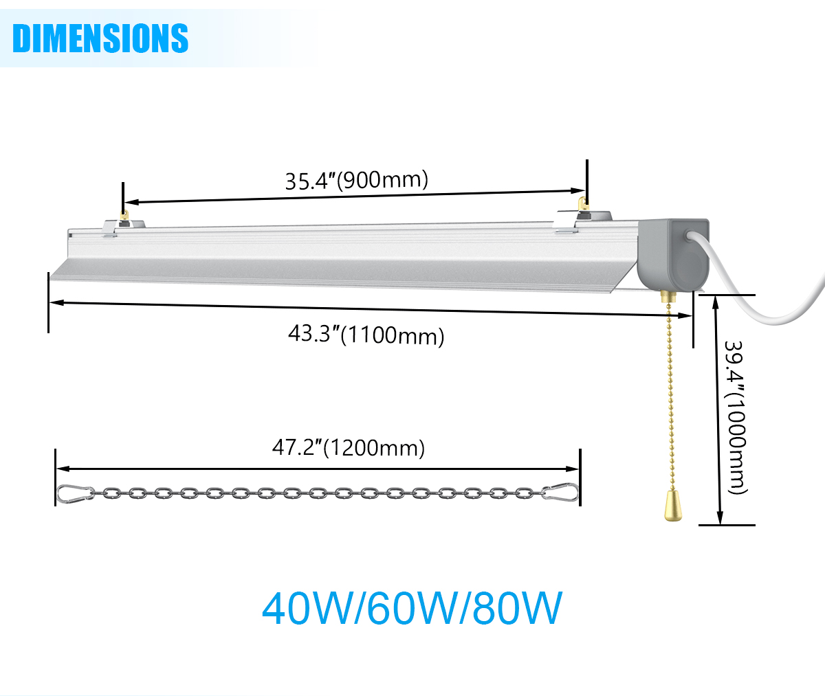 led shop light dimensions