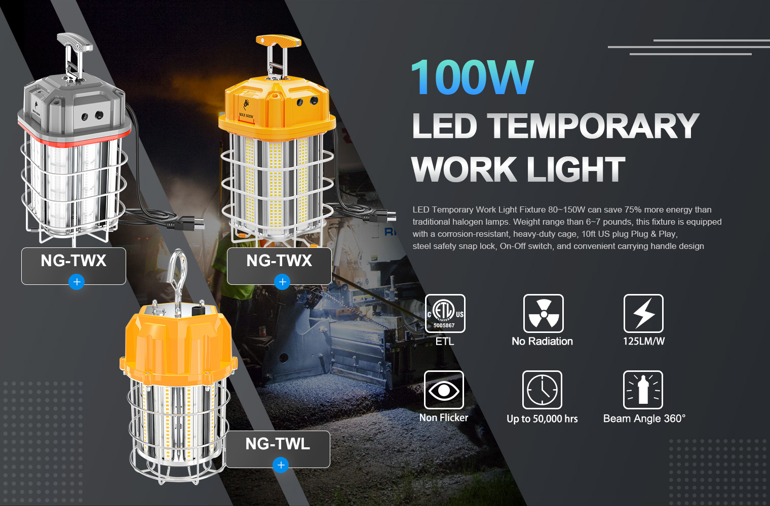 100W LED Temporary Work Light