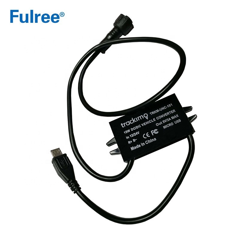 15W DC/DC Vehicle Converter Input DC 12/24V ( 10-35V) to Output DC 5V 3A Max with Micro USB for Trackimo GPS Tracker TRKM-UNC-101