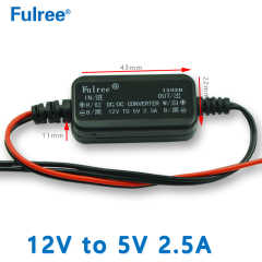 Fulree Ultra Slim Thin Input DC 12V(8-15V) to Output DC 3.3V 4.2V 5V 6V 7.5V 9V 1A 2.5A DC-DC Step Down Converter for Car Camera DVR Dash Cam
