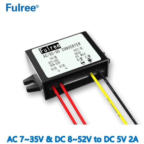 Fulree Input AC/DC 24V(AC 7-35V and DC 8-52V) to Output DC 5V 1A / 2A / 3A Max Buck Converter Step-Down Module