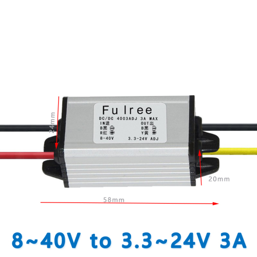 Input DC 12V (8-40V) to Output DC (3.3-24V) 3A MAX Adjustable Power Supply Step Down DC to DC Converter