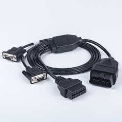 OBD2 male to 2 DB9 and OBD female CABLE Serial RS232 OBD2 diagnostic tool connection cable