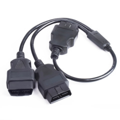 OBD2 16 pin 16 core male to 2 male OBD2 cable OBDII splitter y cable