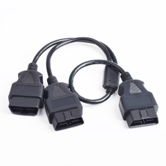OBD2 16 pin 16 core male to 2 male OBD2 cable OBDII splitter y cable