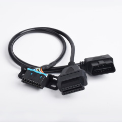 Automotive OBD2 One to Two Extension splitter Y Cable Universal Interface OBD 16 pin 16 core Cable Wire harness