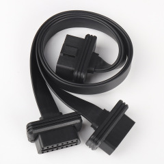 50CM Car OBD2 one to two adapter extension cable, OBD2 flat wire 16 core one to two cable