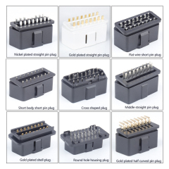 Automotive male connector OBD2 16pin connector gold-plated bent pin OBD male plug J1962M connector