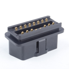 Automotive male connector OBD2 16pin connector gold-plated bent pin OBD male plug J1962M connector