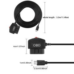OBD/OBD2 to Micro USB Power Cable for Dash Camera