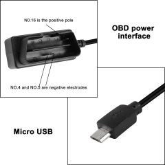 OBD/OBD2 to Micro USB Power Cable for Dash Camera