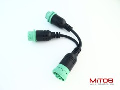 Waterproof Overmolded J1939 Type 2 Splitter Y Cable 1 Male to 2 Female 9pin connectors