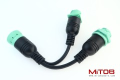 Waterproof Overmolded J1939 Type 2 Splitter Y Cable 1 Male to 2 Female 9pin connectors