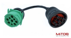 Gray 9Pin Type1 J1939 Port to New Green 9pin Type2 J1939 Port Cable Turn 9p Type1 to 9p Type2