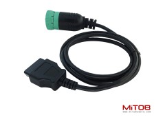 Long Cable Type 2 Green 9 Pin J1939 to OBD2 Female Port Cable 3ft/1m