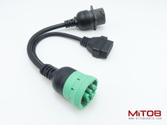 2pcs J1939 Male to J1939 Female and OBD2 Female Cable Working for Both J1939 Type1 and Type 2