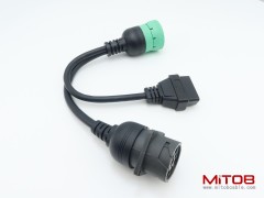 2pcs J1939 Male to J1939 Female and OBD2 Female Cable Working for Both J1939 Type1 and Type 2